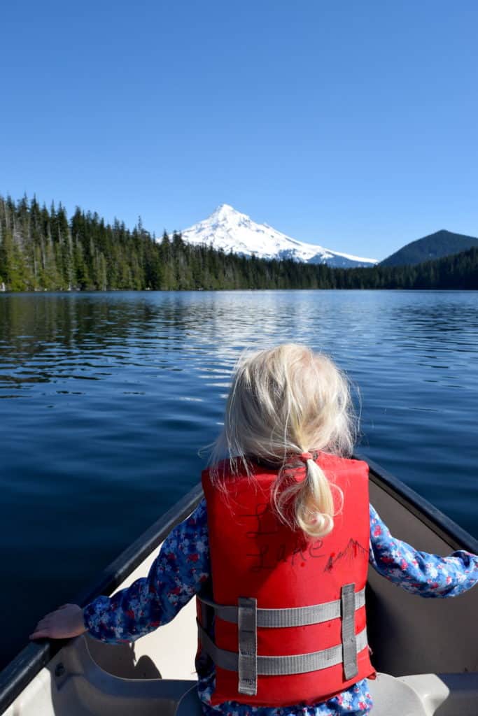 Visiting Lost Lake with kids, one of Oregon's most beautiful family-friendly destinations with hiking, canoe rentals, camping and more. To & Fro Fam