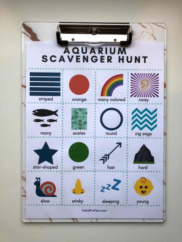 Free aquarium scavenger hunt printable for family fun - To & Fro Fam