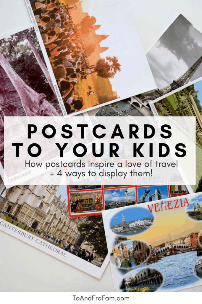 Want to make your kids love travel? Have friends send them postcards—then display them in a postcard book. Here's how! To & Fro Fam