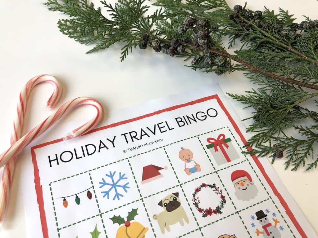 Free Holiday Travel Bingo download to keep kids entertained on the plane or in the car! To & Fro Fam