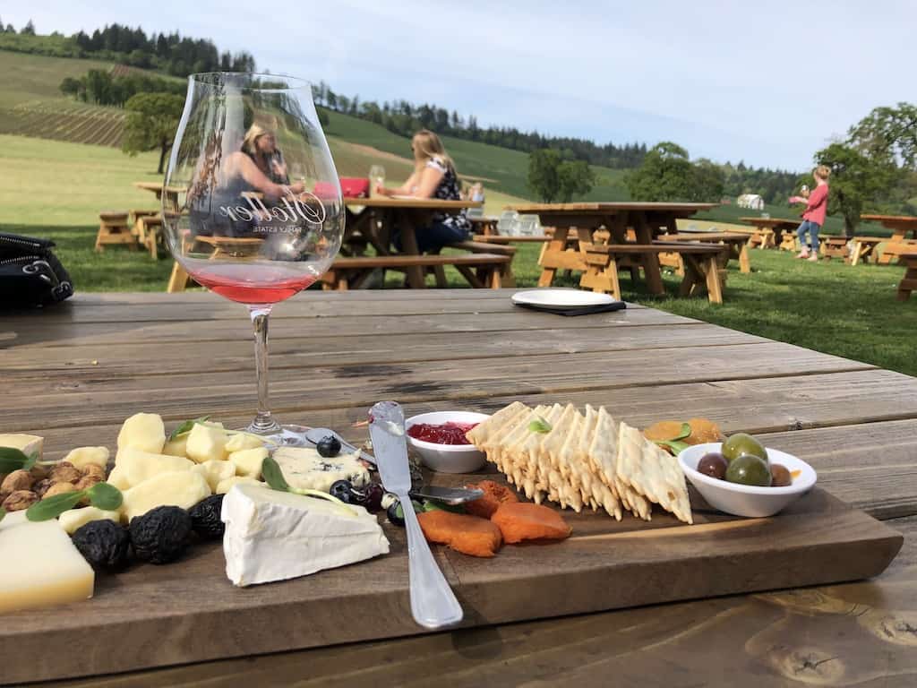 When you go wine tasting with kids, a winery cheese board is a great snack—but make sure to bring other food so your kids are well fed and happy! To & Fro Fam