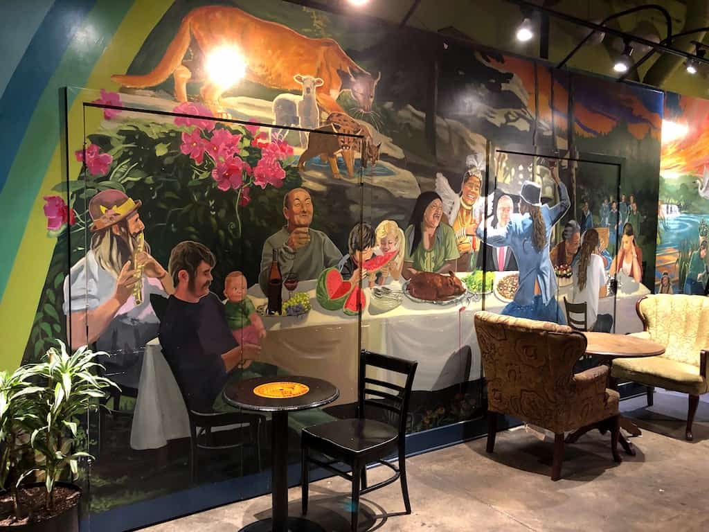 Where to eat in Eugene, Oregon: This restaurant's walls are covered in murals. To & Fro Fam