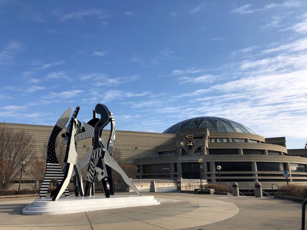 Outdoor art and sculpture in Detroit: This installation outside the African American Museum in Detroit is one more reason to visit the Wright. To & Fro Fam