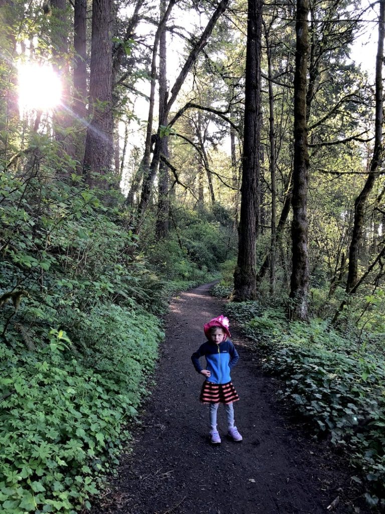 Maddax Woods in West Linn, OR includes a hiking trail to a beach. The sand along the Willamette River is great for families and dogs. To & Fro Fam