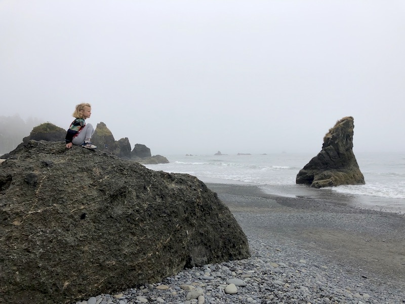 Ruby Beach is one of the best places for photos in Olympic National Park. The eerie fog, dramatic sea stacks and distinctive driftwood make this unique beach a must-stop destination. To & Fro Fam