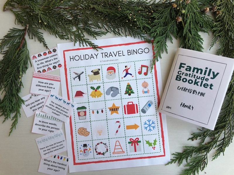 Fun holiday conversation starters, Bingo cards + gratitude book printables