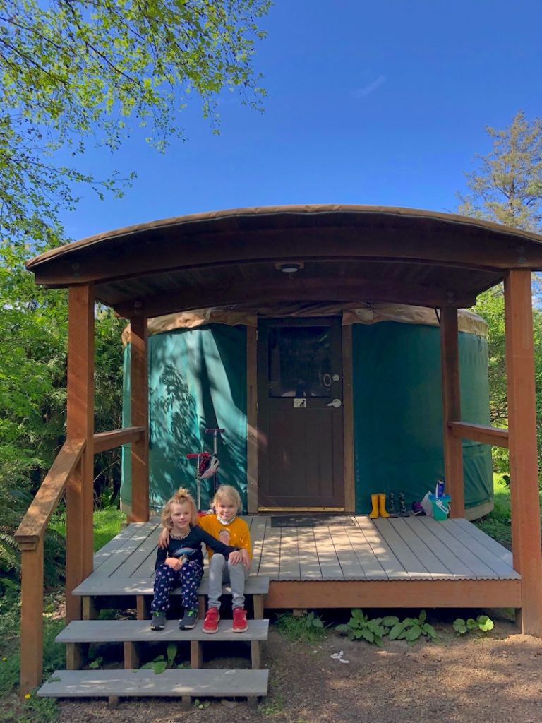 Yurt camping in Oregon: Cape Lookout State Park has yurts with electric and heat. Here's my guide to yurt camping on the Oregon Coast. Click to learn all about state park yurts, including what they look like inside, and things to do nearby. To & Fro Fam