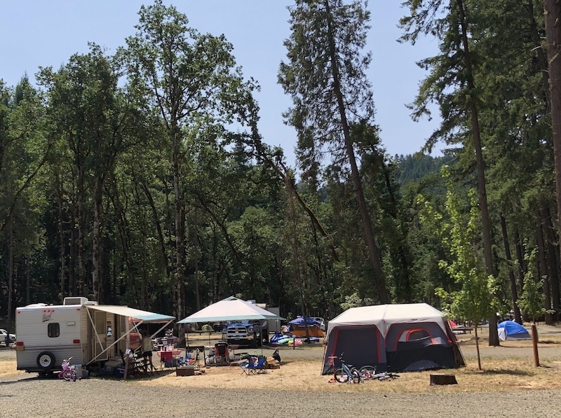 Upper Loop Campground, Whistler's Bend, Oregon - near Roseburg. Full hookups and group sites, plus rustic yurts. To & Fro Fam