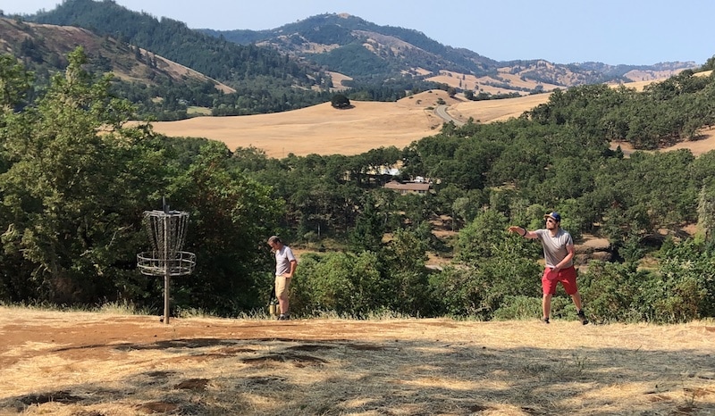 One of the iconic disc golf parks in Oregon: Whistler's Bend Disc Golf Park, east of Roseburg, OR, is famous for its challenging 27-hole course and top of the world hole. To & Fro Fam