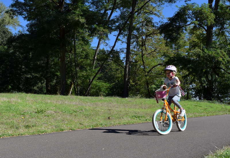 Family friendly biking trails near Portland, OR: We love taking kids and our bikes to Champoeg State Park for fun rides (and visits to the unique playground!) To & Fro Fam