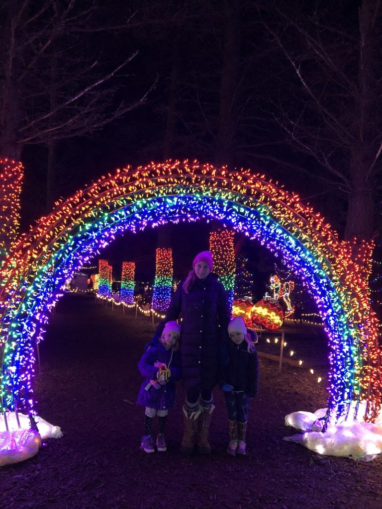 The best holiday lights and Christmas market in Oregon: The Oregon Garden Resort's Christmas in the Garden (aka Silverton Christmas Market) is unforgettable. Make this a holiday event or family tradition from now on! See the millions of lights, listen to live music in the beer garden, photos with Santa, and more. Plus this is a pet-friendly holiday lights display in Oregon! To & Fro Fam