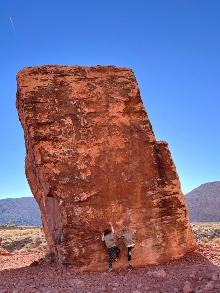 For a family friendly activity in Las Vegas, hike the Kraft Boulders trail! Just a half-hour from the Strip, your kids will love exploring the fallen boulders and climbing the side of Kraft Mountain. Also a great place for beginners and more experienced climbers for bouldering near Las Vegas. To & Fro Fam